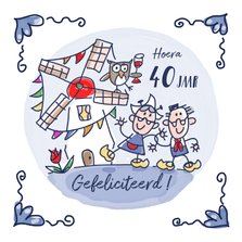 Jubileumkaart hollandse molen met boeren stel