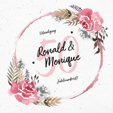 Jubileumkaart huwelijk met watercolor bloemen 