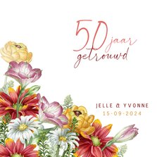 Jubileumkaart met vrolijke bloemen