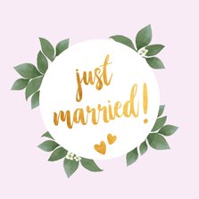 Just married - botanische huwelijkskaart