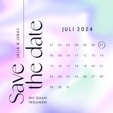 Kalender save the date modern holografisch paars