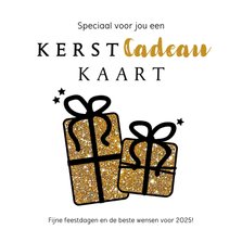 Kerst Cadeau-kaart goudkleurige glitter cadeautjes