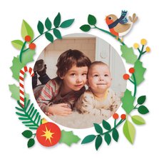 Kerst fotokaart met roodborstje