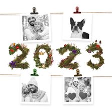 Kerstkaart 4x foto aan jute touw 2023