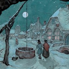 Kerstkaart - Anton Pieck winter tafereel in maanlicht