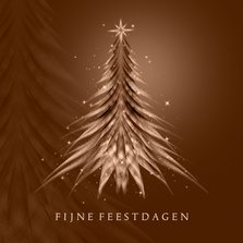 Kerstkaart bruin met kerstboom en sterdecoratie