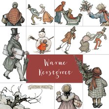 Kerstkaart collage van Anton Pieck illustraties