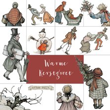 Kerstkaart collage van Anton Pieck illustraties