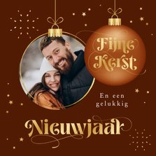 Kerstkaart copper chique fijne kerst goud kerstbal foto