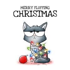 Kerstkaart Grumpy Cat - Merry Fluffing Christmas