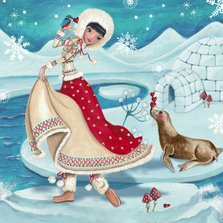 Kerstkaart Illustratie Eskimo 