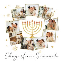 Kerstkaart Joods Chag Urim Sameach fotocollage negen foto's