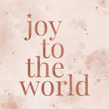 Kerstkaart Joy to the world met sterretjes en hartjes