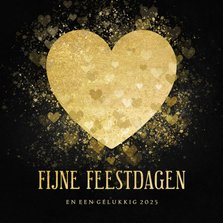 Kerstkaart liefdevol gouden hart Fijne Feestdagen