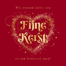 Kerstkaart liefdevol lichtjes hart fijne kerst goud rood