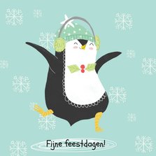 Kerstkaart met blije pinguïn 