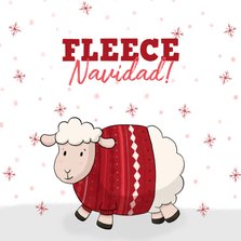Kerstkaart met schaap in fleece trui
