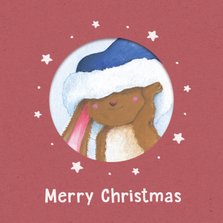 Kerstkaart portretje lief konijn