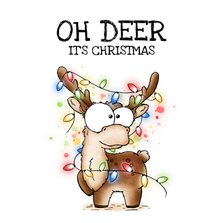 Kerstkaart rendier - Oh deer it's christmas!