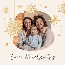 Kerstkaart sterren goud lieve kerstgroetjes foto