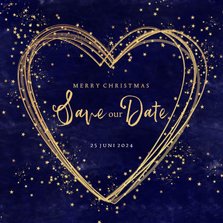 Kerstkaart stijlvolle Save the date kaart hart en sterren