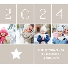 Kerstkaart vierkant met foto's, ster en jaartal 2024