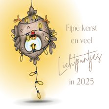 Kerstkaart vogel met lichtpuntjes 