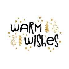 Kerstkaart 'warm wishes' goudlook