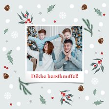 Kerstkaart winter thema foto sterren sneeuw takjes
