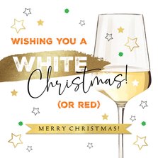 Kerstkaart wishing white christmas or red 