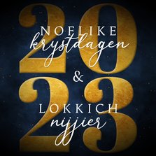 Kerstkaartje Friese tekst 2023 goud