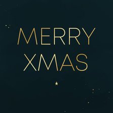 Kerstkaartje minimalistisch Merry Xmas goud donkerblauw
