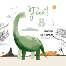 Kinderfeestje uitnodiging groene Brontosaurus jungle