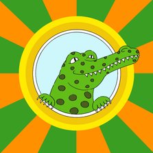 Kinderkaart groene krokodil