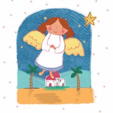 Kinderkerstkaart met een engel