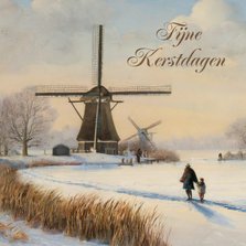 Klassieke kunst kerstkaart schilderij winterlandschap