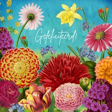 Kleurrijke bloemen felicitatiekaart