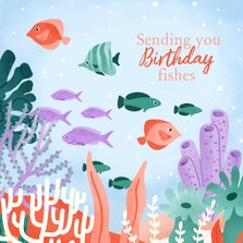 Kleurrijke verjaardagskaart onderwaterwereld