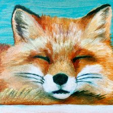Kunstkaart met schilderij van lief vosje