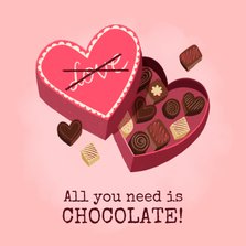 Leuke valentijnskaart illustratie hartvormige doos chocolade