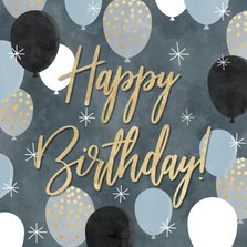 Leuke verjaardagskaart met ballonnen en Happy Birthday