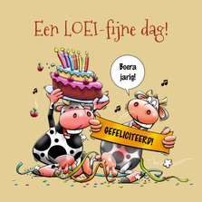 Leuke verjaardagskaart met grappige koeien
