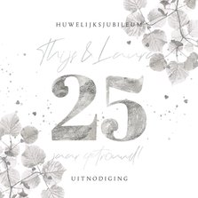 Liefdevolle uitnodiging jubileum 25 jaar botanisch zilver