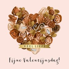 Liefdevolle valentijnskaart chocolade bonbon hart goud