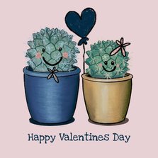 Liefdevolle valentijnskaart met illustratie van cactussen