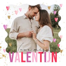 Liefdevolle Valentijnskaart watercolor hartjes goud spetters