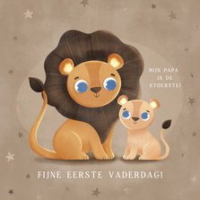 Lieve vaderdagkaart met leeuwtjes eerste Vaderdag