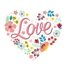 Love valentijnskaart met bloemen en planten
