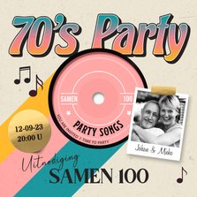 LP uitnodiging 70's party 