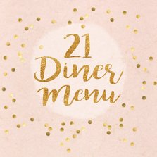 menukaart 21 diner roze met gouden letters